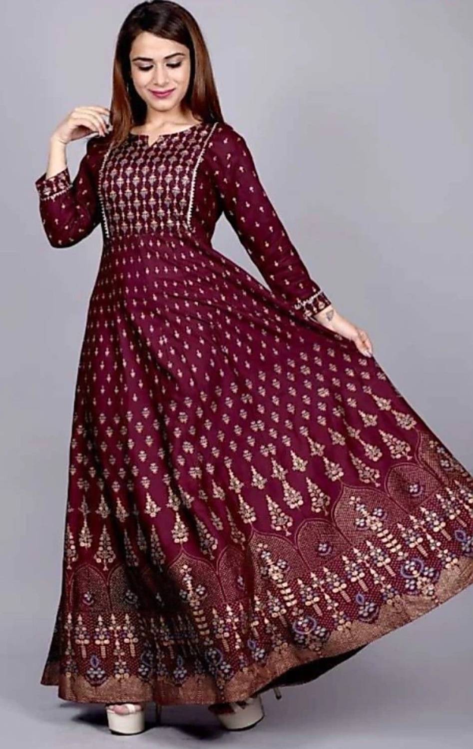 Yashvi Art Women Purple Printed Anarkali Kurta - Image 4