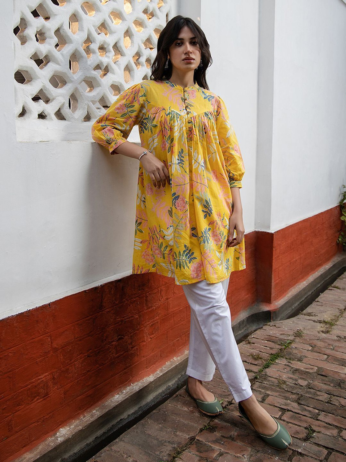 Image of Janasya Women Printed Flared Kurta