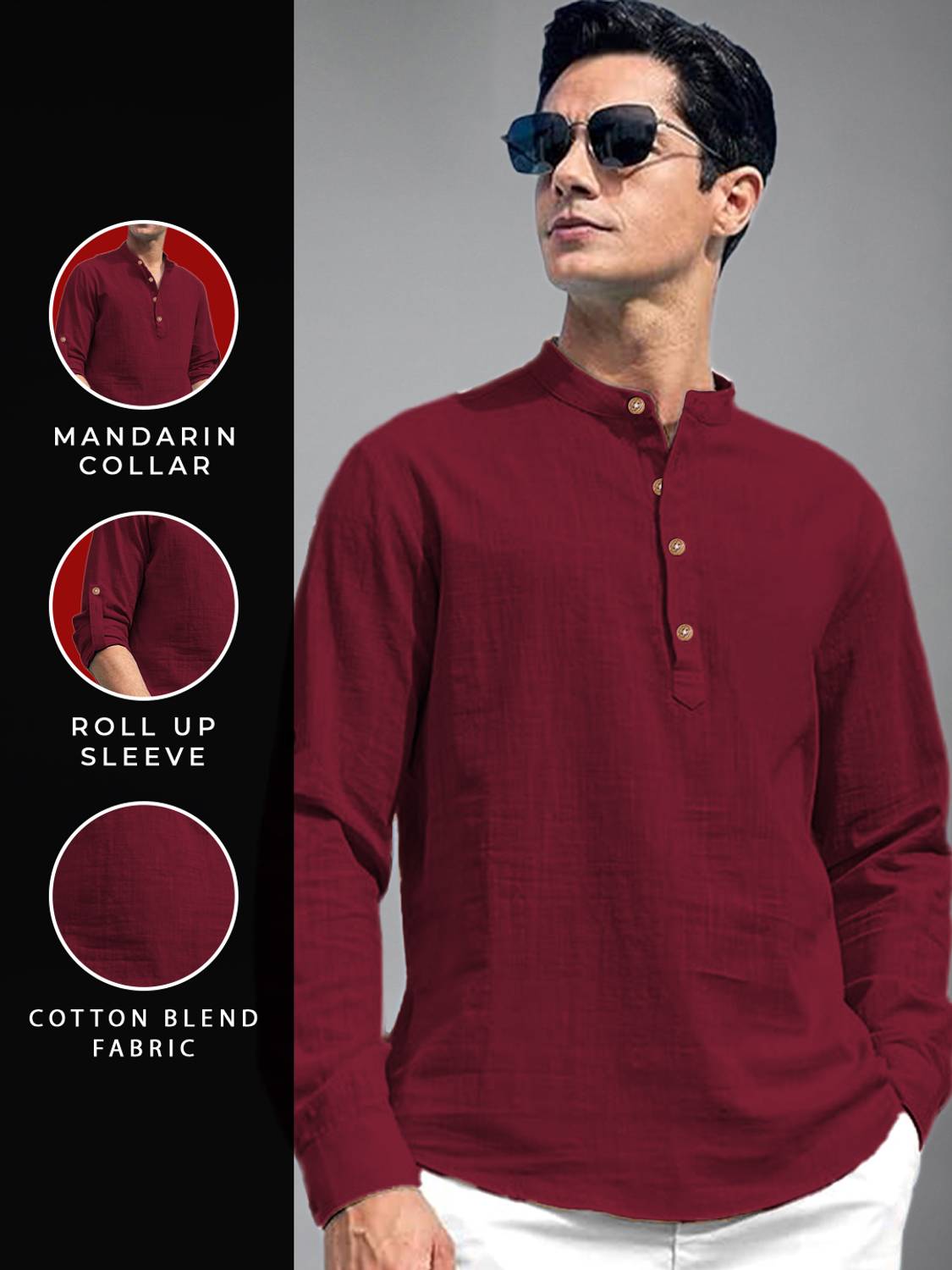 Univibe Men Red Solid Straight Kurta - Image 5