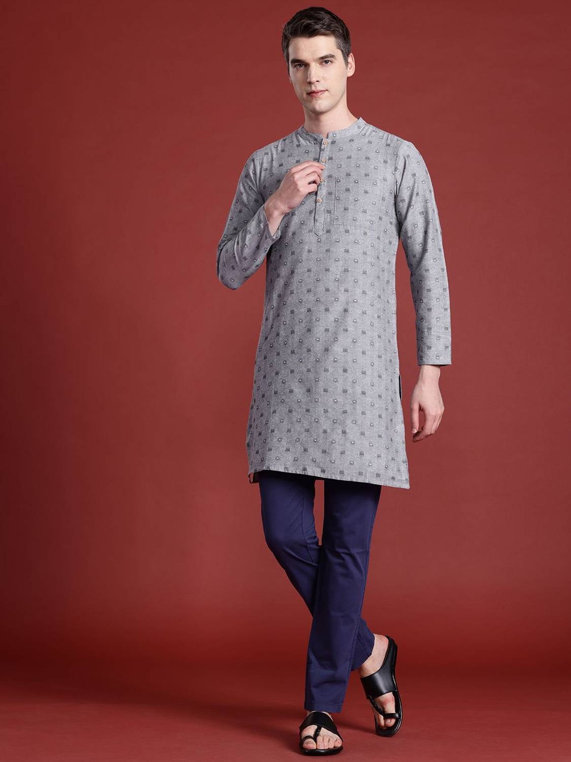 ANOUK Men Woven Design Straight Kurta