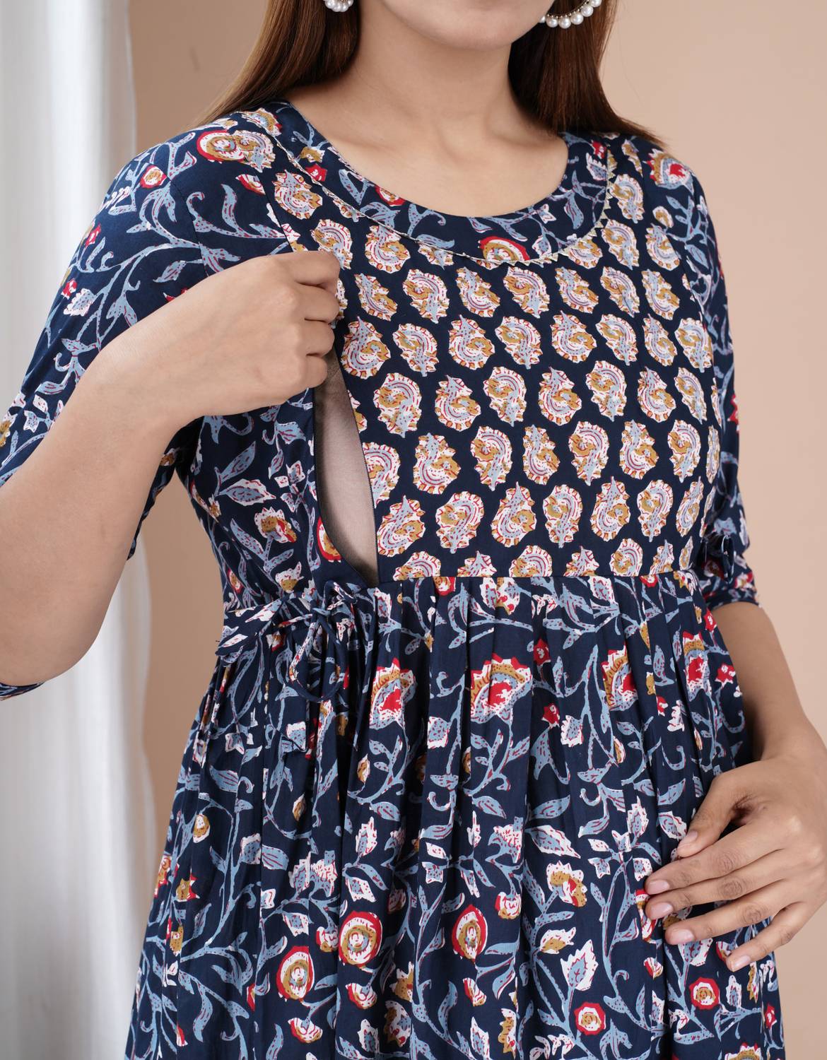 Madfury Women Printed Viscose Rayon Anarkali Kurta (Blue)