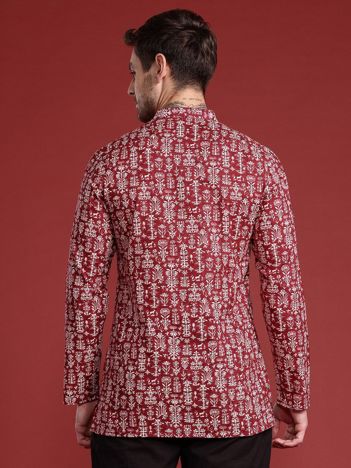 Image of ANOUK Men Floral Print A-line Kurta
