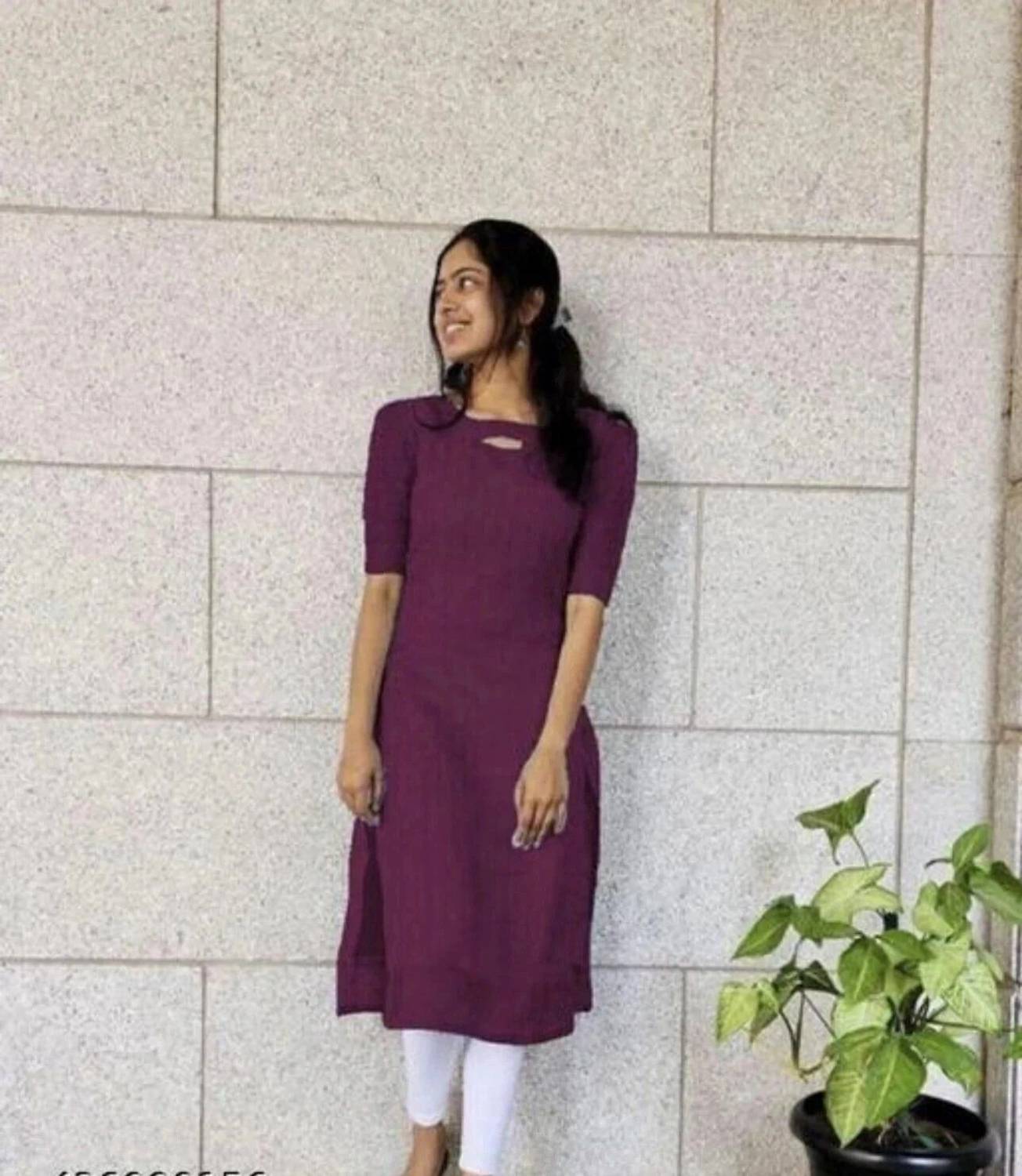 ak fashion mall Women Solid Organza Flared Kurta (Purple)