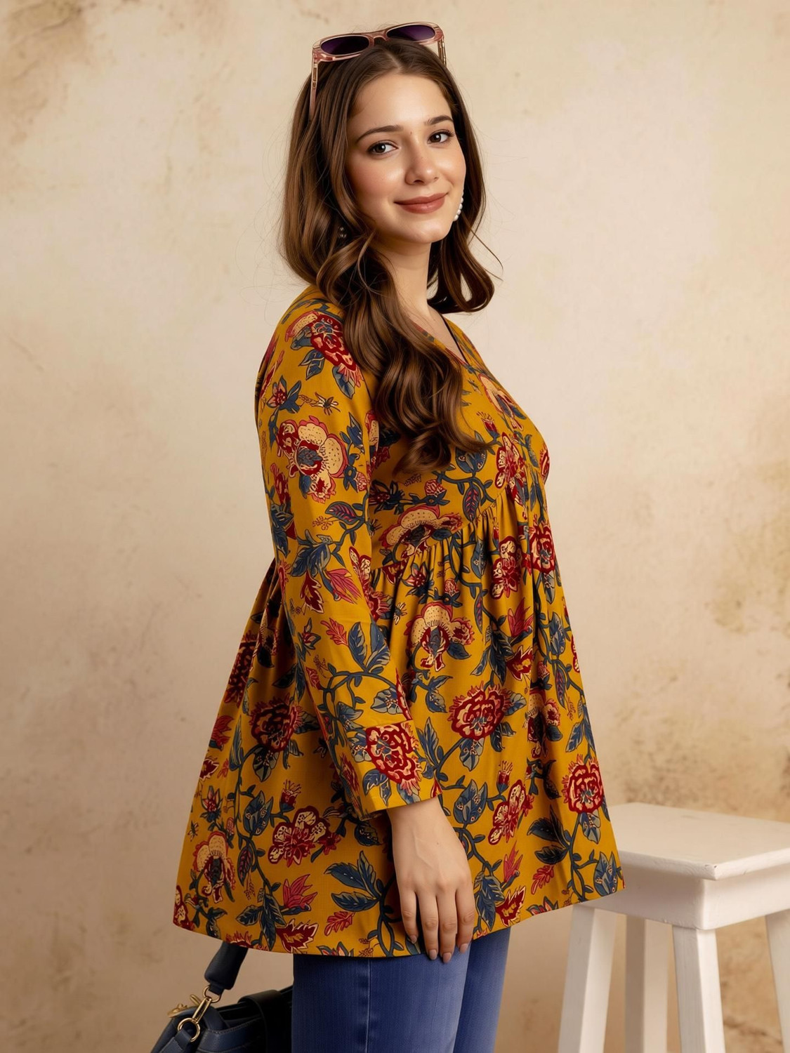 Image of Mialo fashion Women Floral Print Flared Kurta