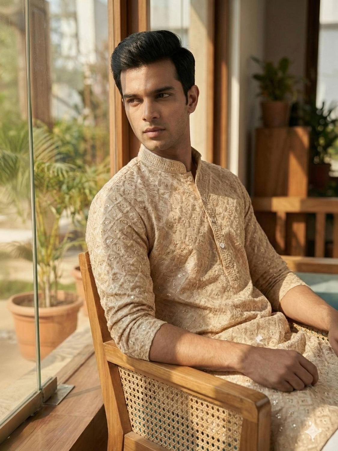 KDENTERPRISE Men Embroidered A-line Kurta - Image 1