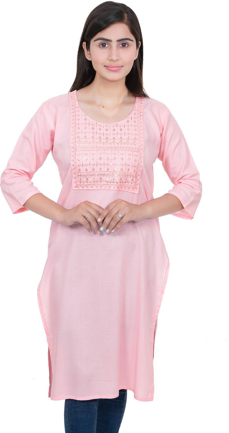 AGANTUK Women Embroidered Straight Kurta