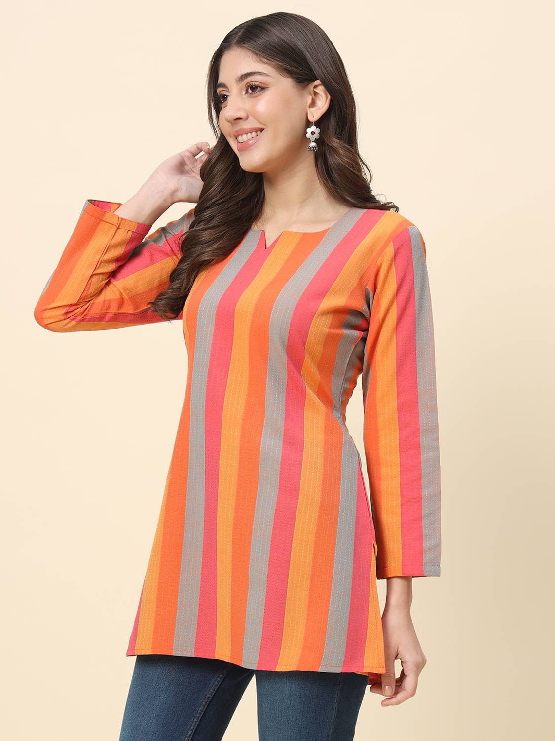 Chafi Collection Women Striped Straight Kurta