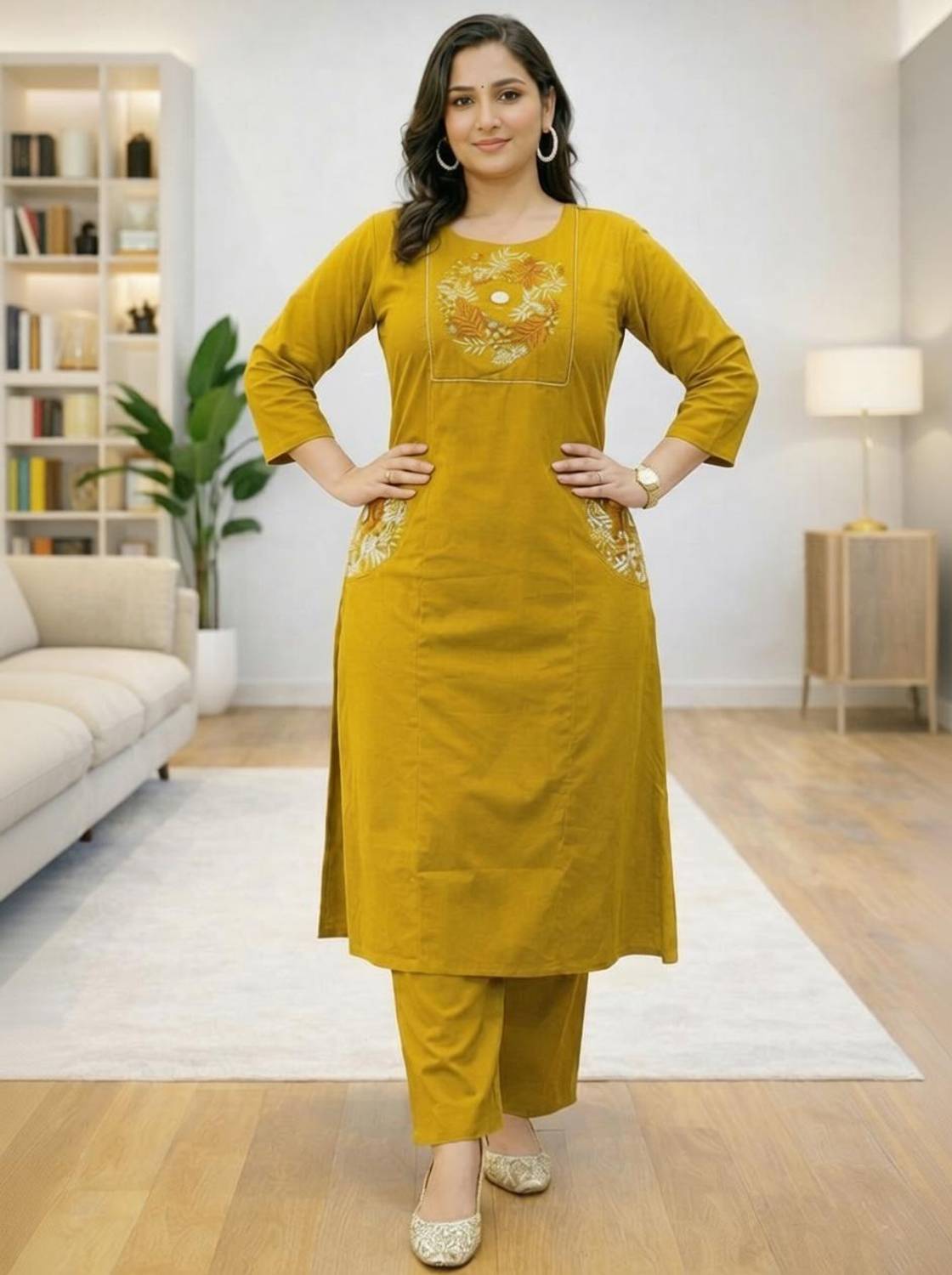 Bharat Selino Women Embroidered Straight Kurta