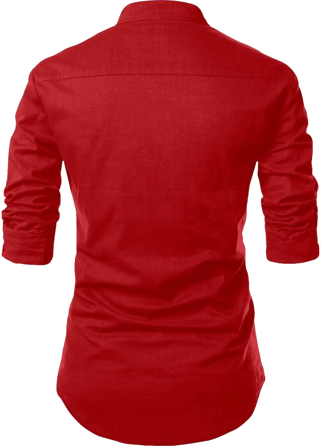 Image of Fashion Marts Self Design Cotton Blend Straight Kurta for Men (Red)