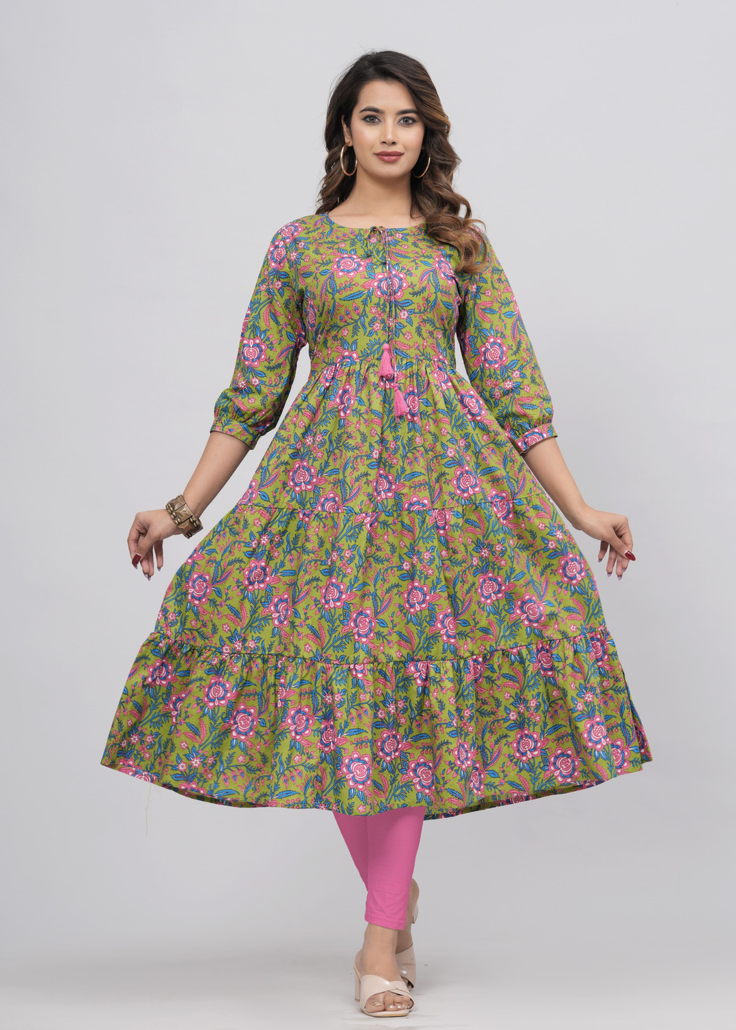 Image of Samragyi Women Floral Print, Printed Anarkali Kurta