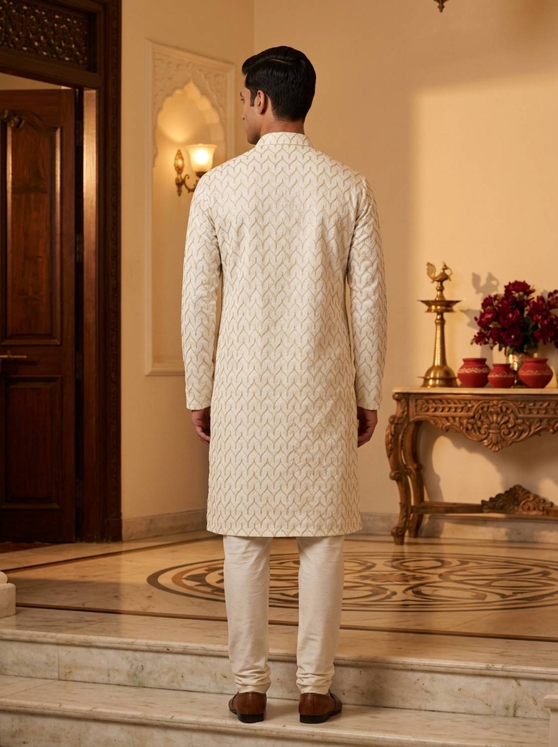 KDENTERPRISE Men Embroidered Straight Kurta - Image 4