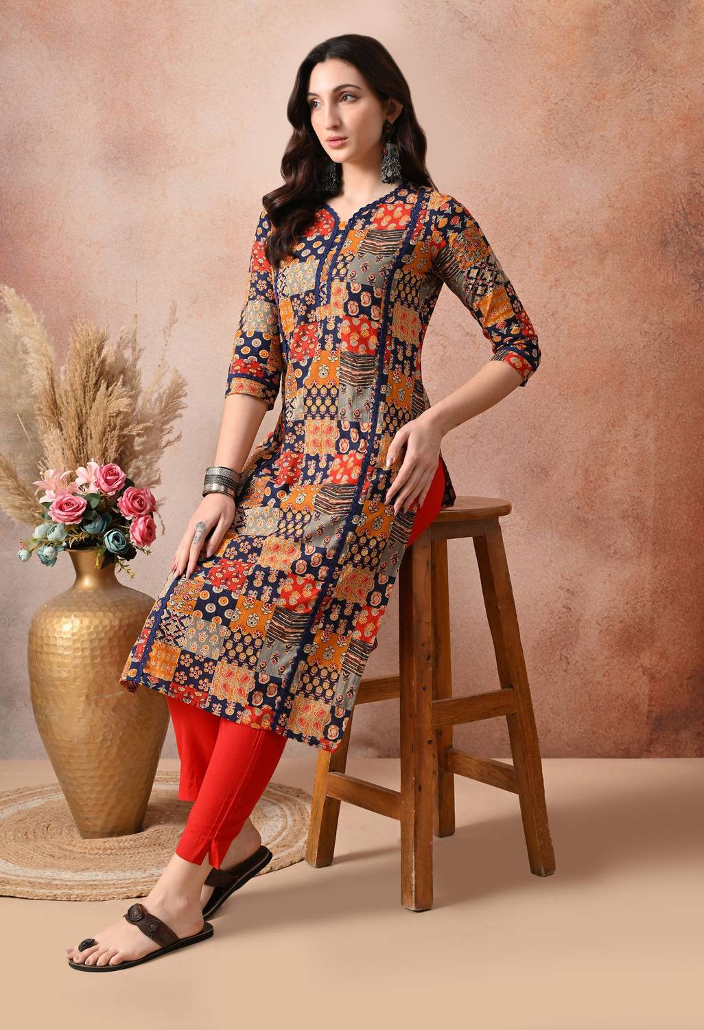 DY FAB ONLINE FASHION Women Printed Viscose Rayon Straight Kurta