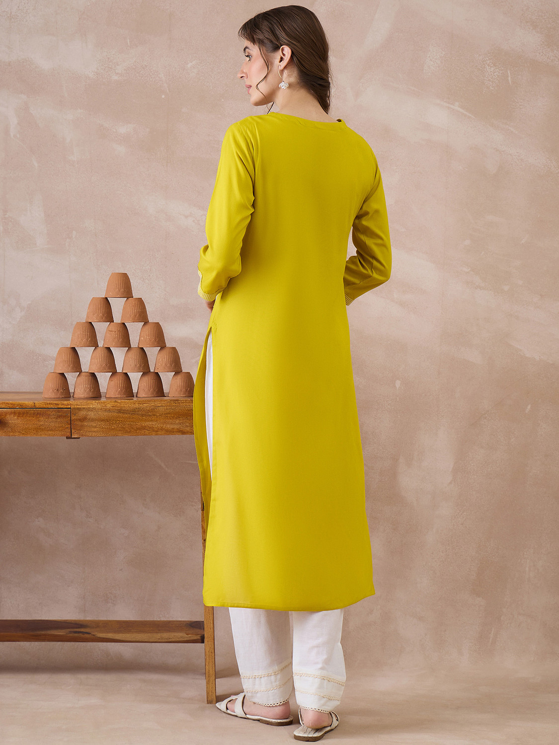 Image of Indo Era Women Embroidered Straight Kurta