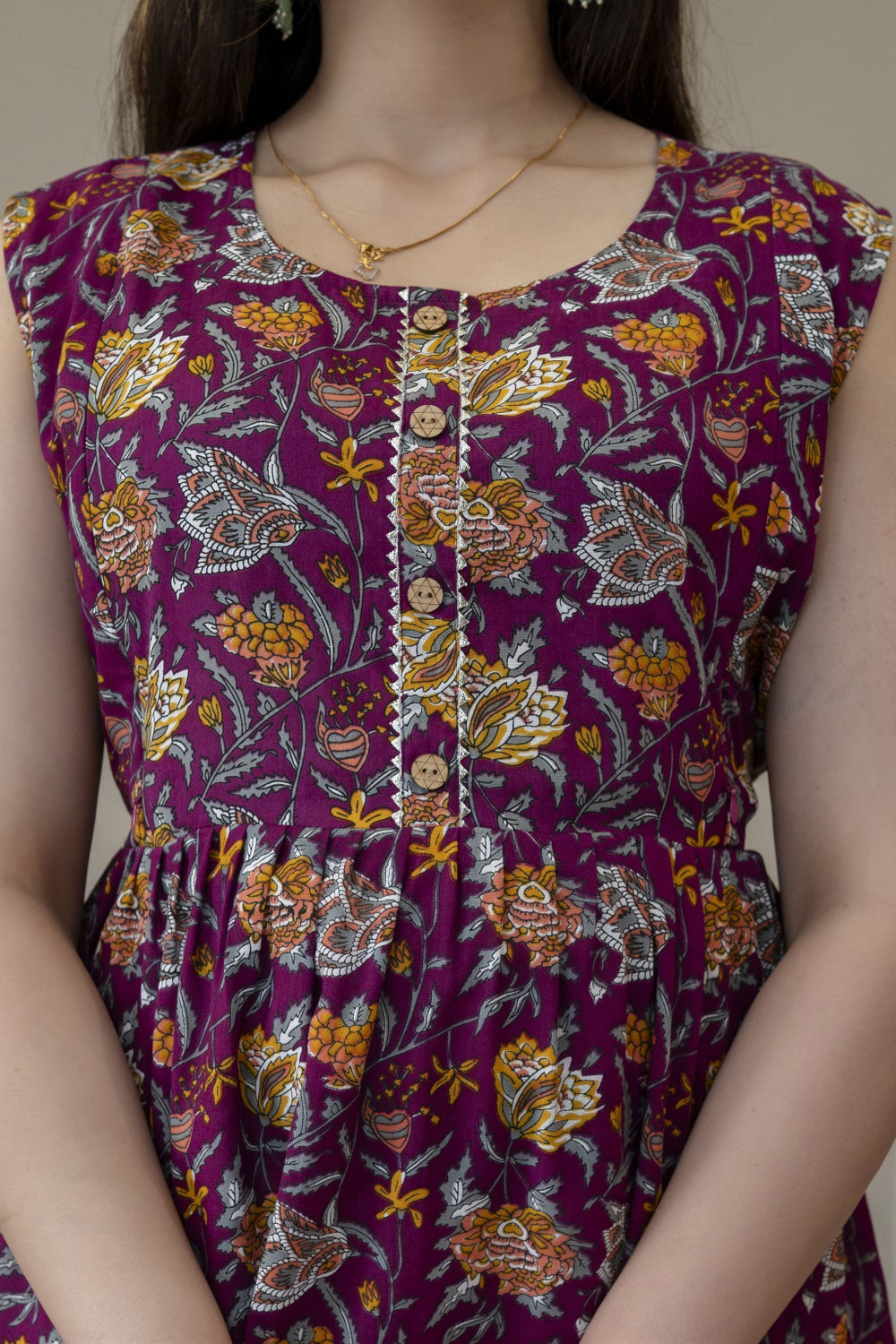 Image of Madfury Women Floral Print Anarkali Kurta