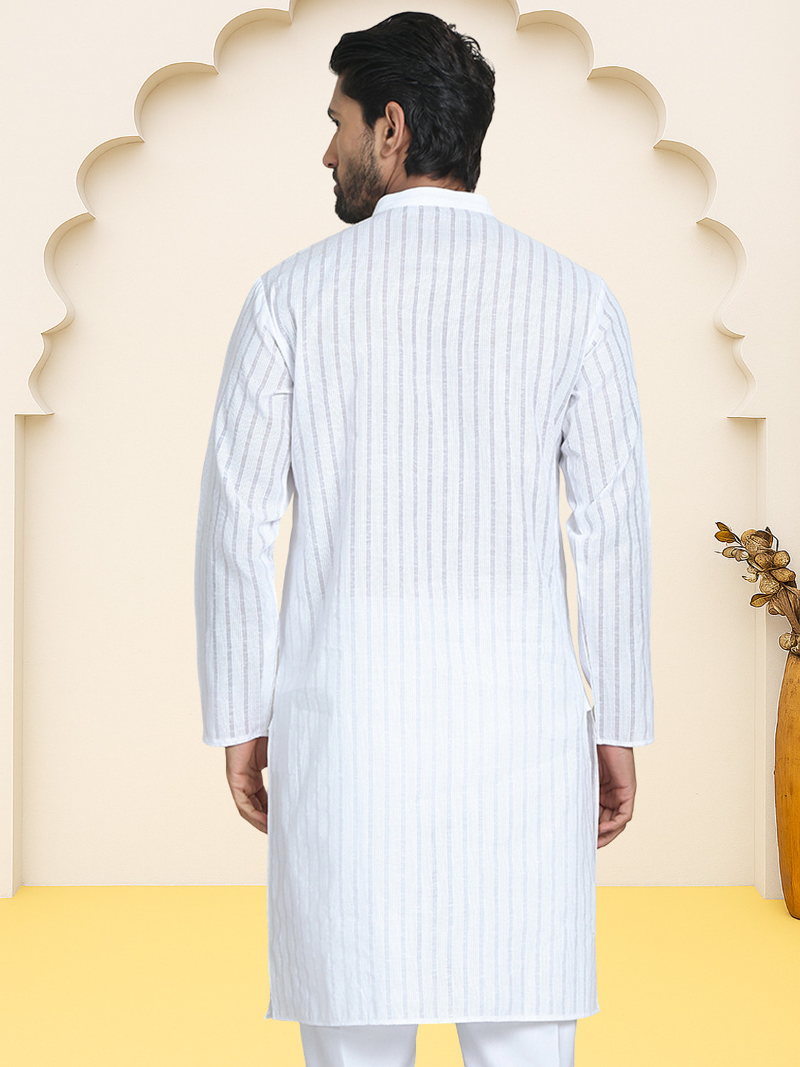 Image of Jompers Men Striped Straight Kurta