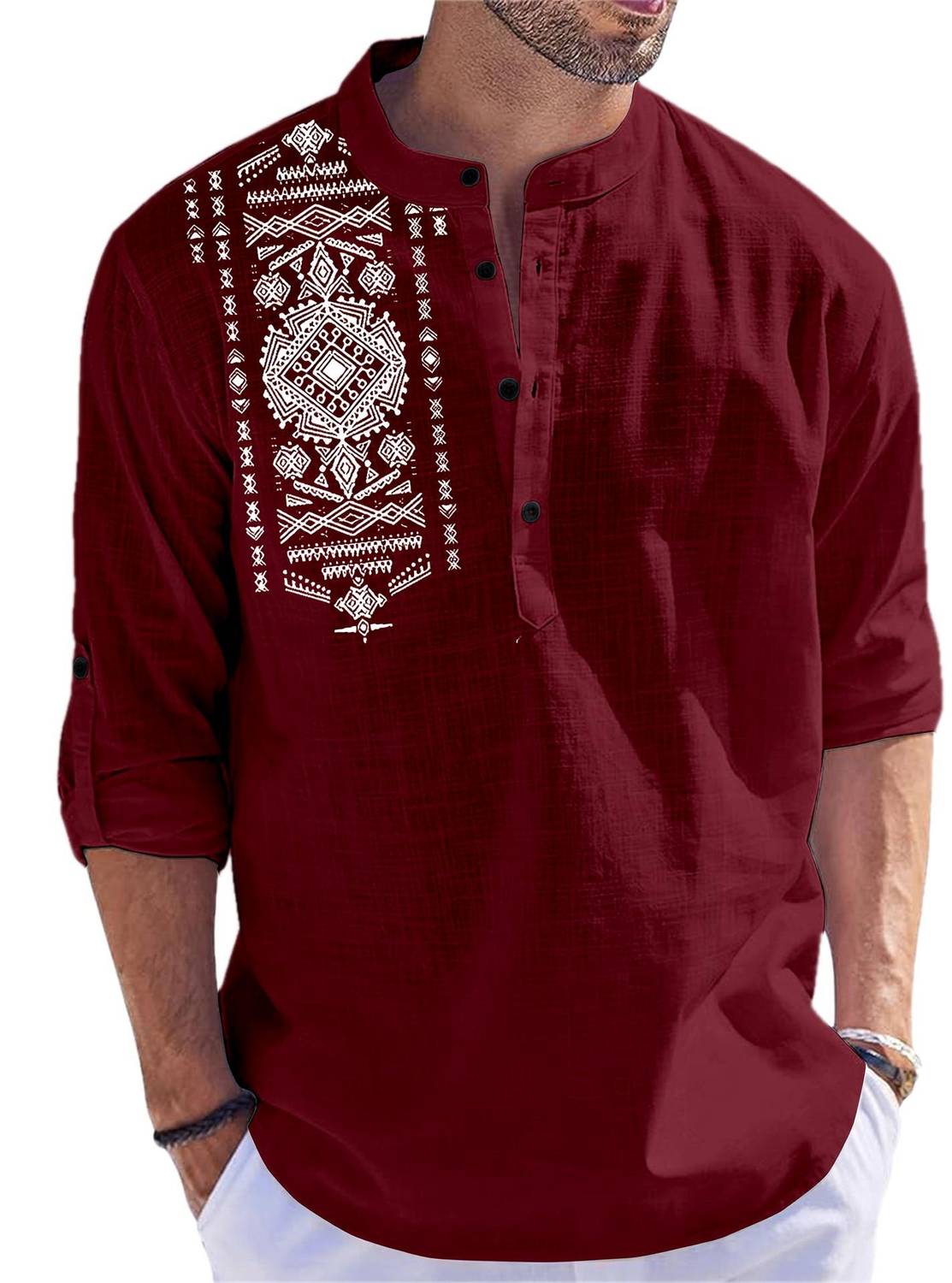 FOLGEN Men Red Straight Kurta - Image 1