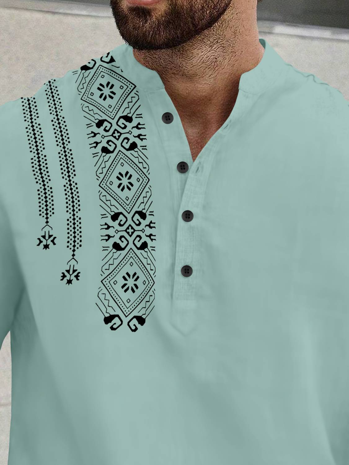 SPOQUE Men Green Printed Straight Kurta - Image 3