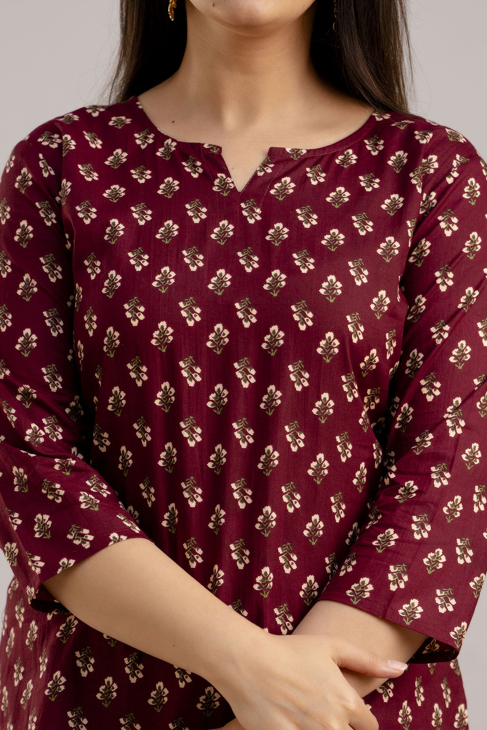 Image of New RJP Craft Casual Printed Women Maroon Top