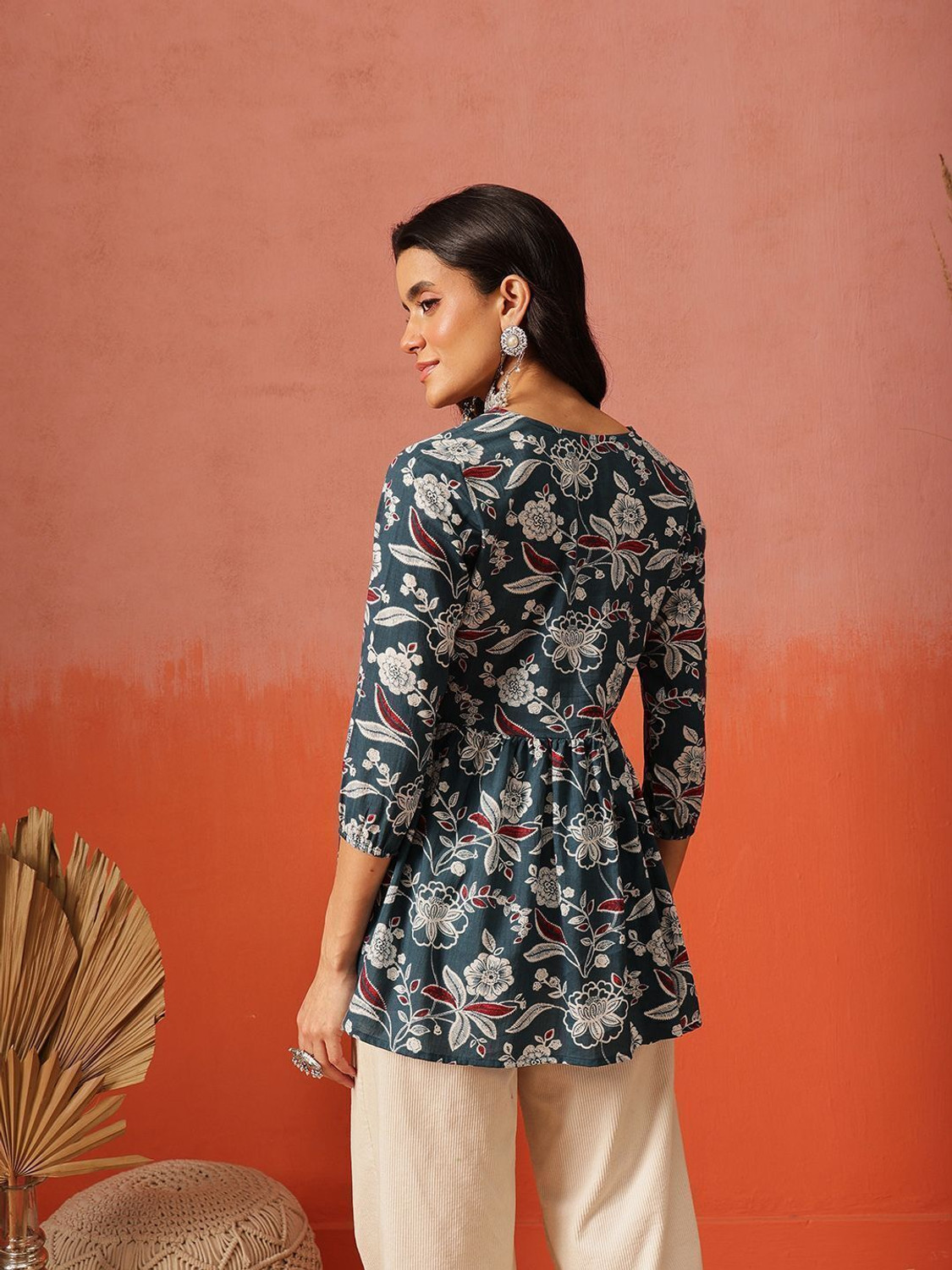 Image of Fembliss Women Floral Print Flared Kurta