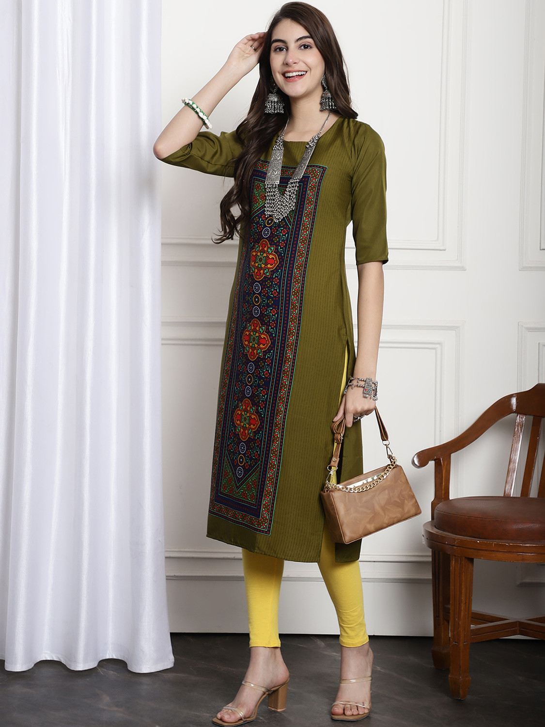 Image of 1 Stop Fashion Women Printed Straight Kurta
