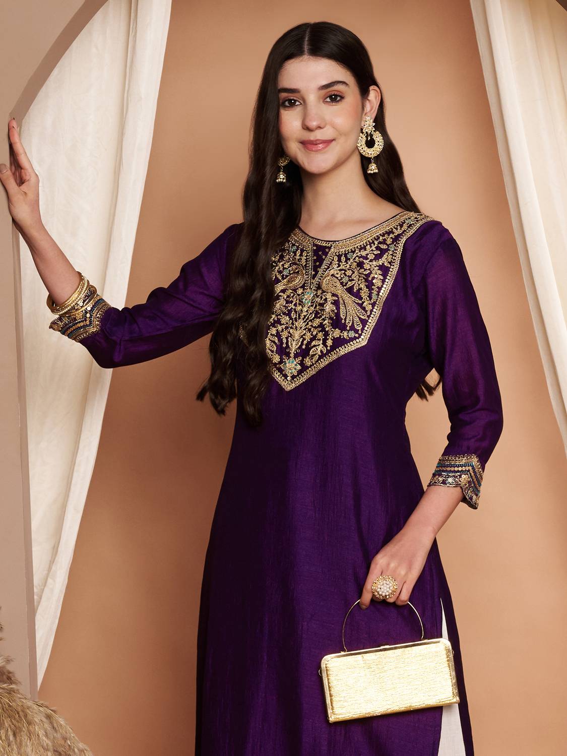 Rare Thread Women Embroidered Straight Kurta