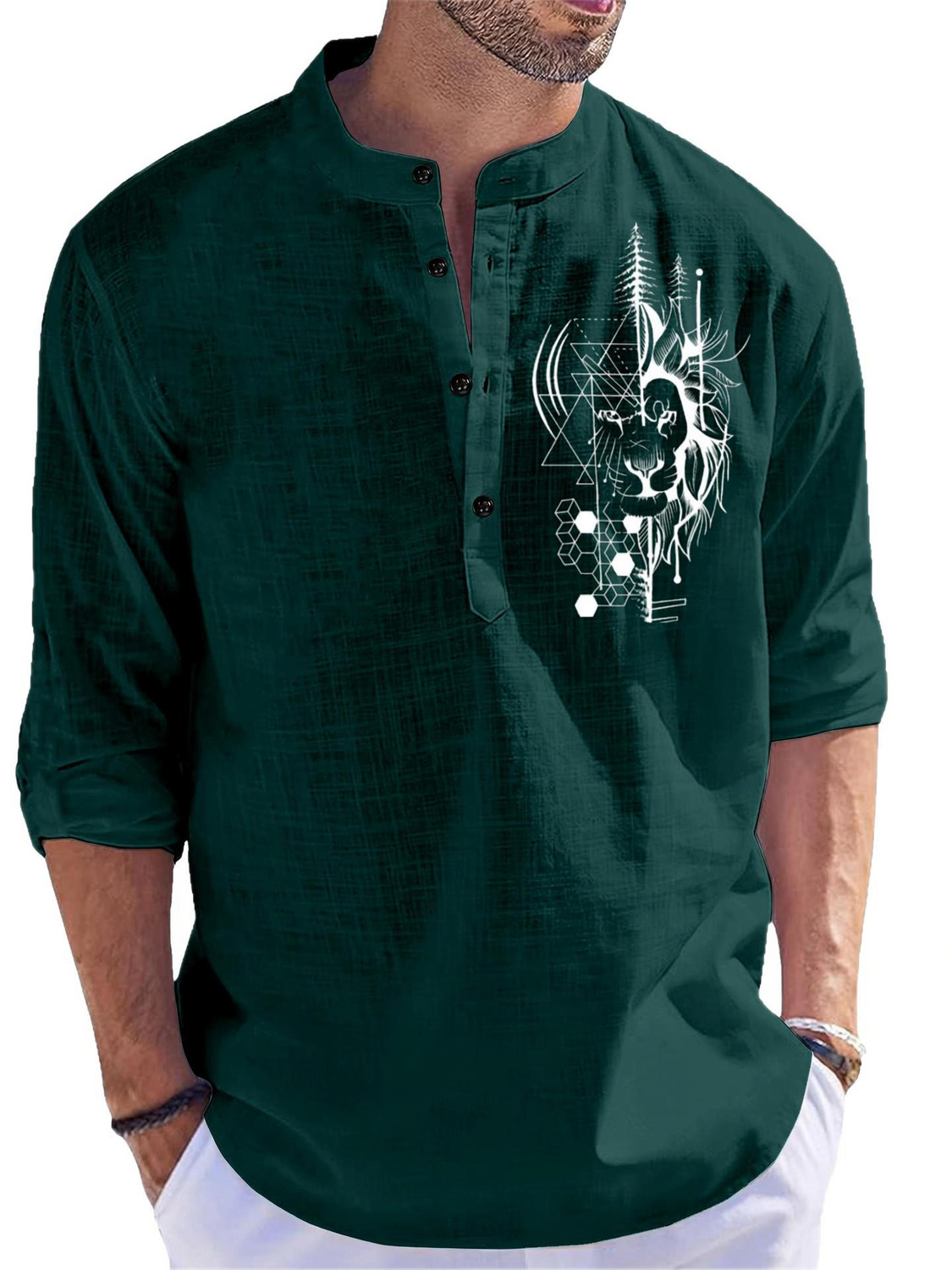 Image of Fashion Marts Men Printed Straight Kurta