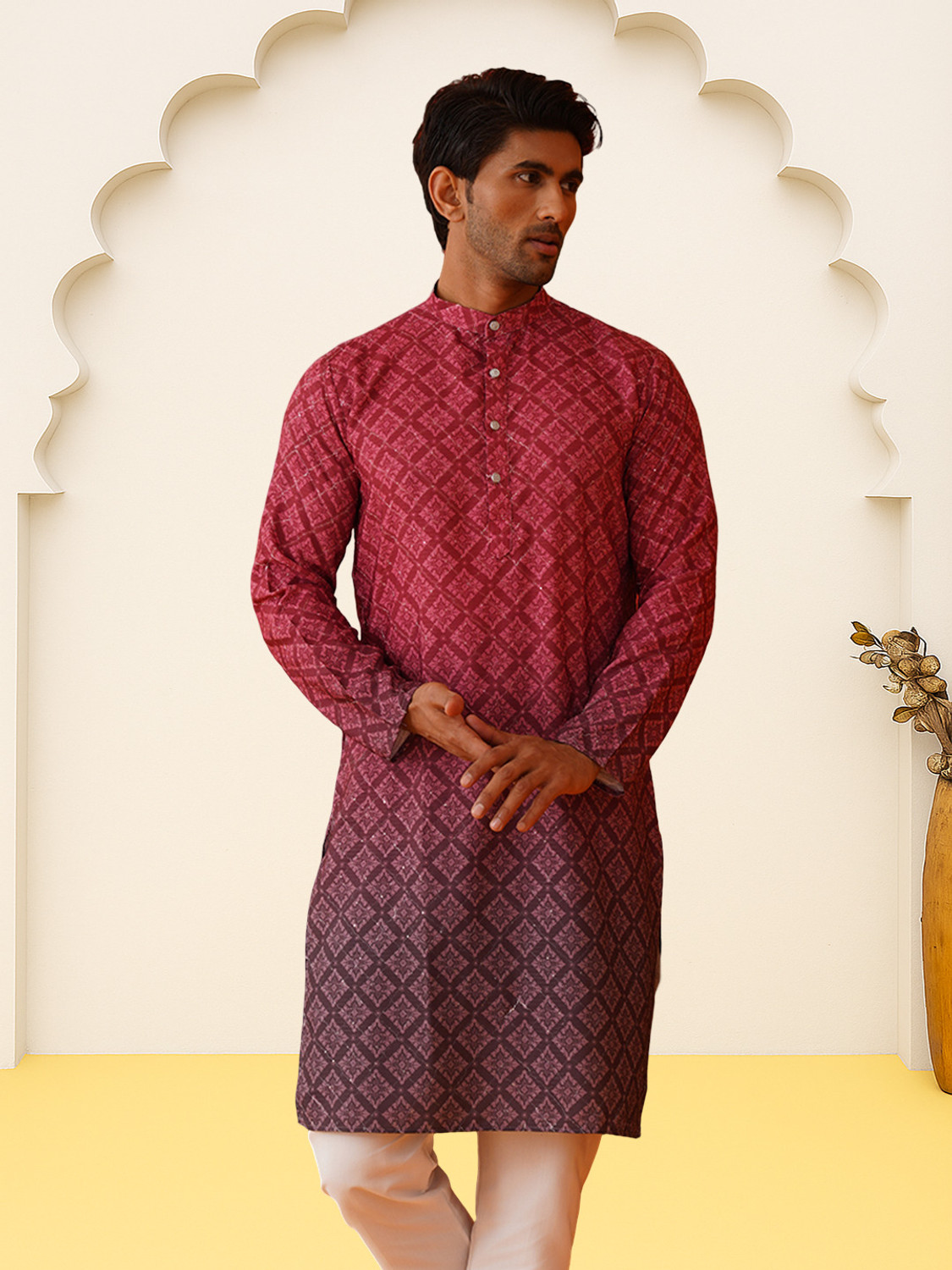 Image of Jompers Men Printed Straight Kurta