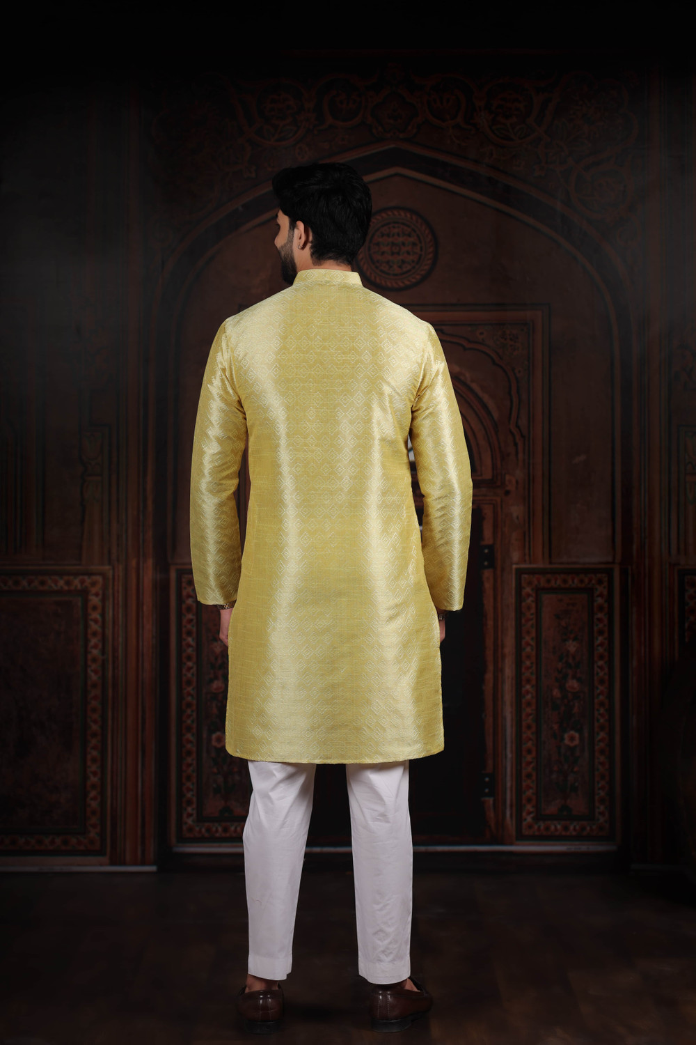 Image of Koshin Men Art Silk Kurta Pyjama Set