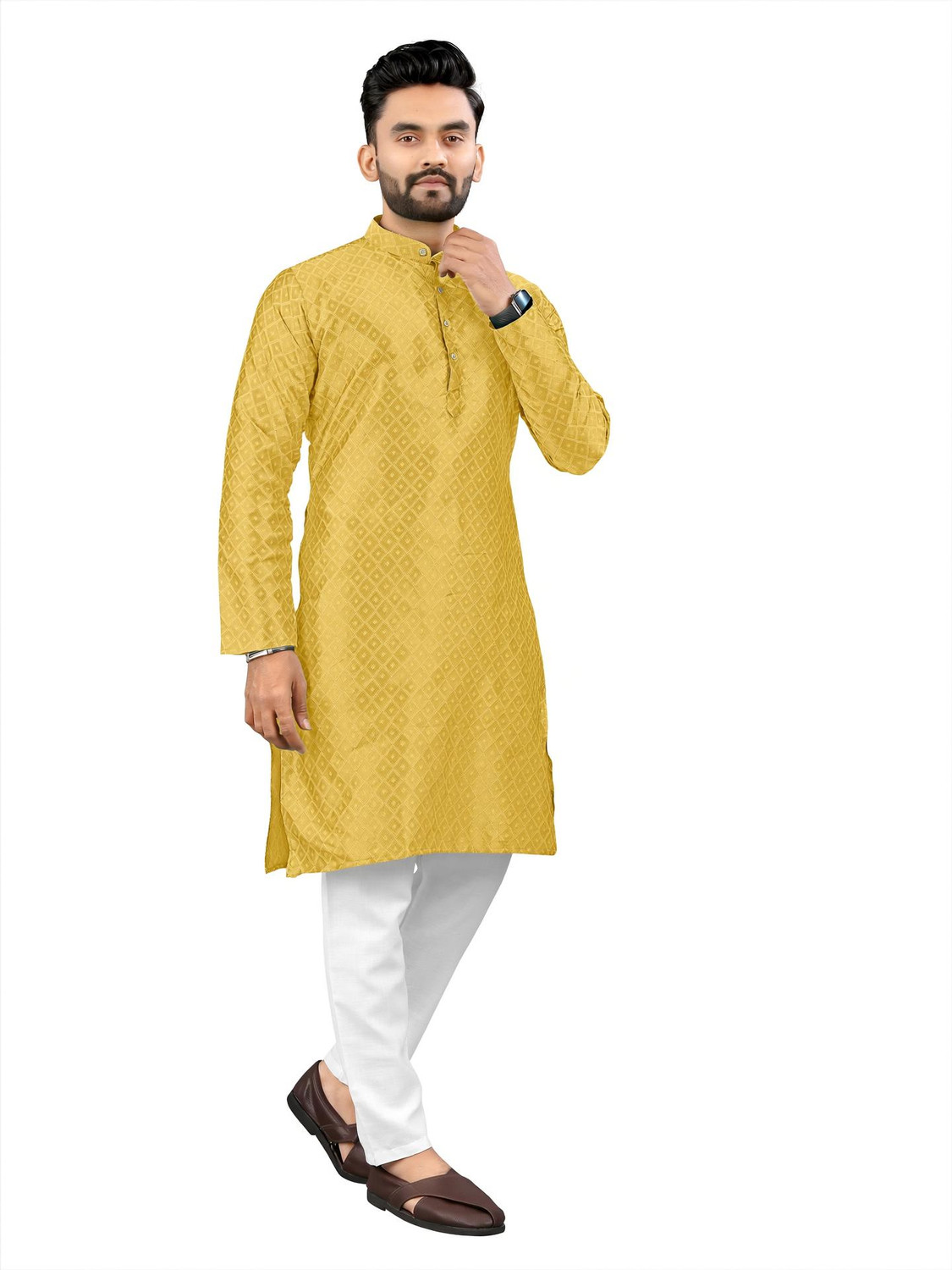 Image of kanha creation Men Embroidered Straight Kurta