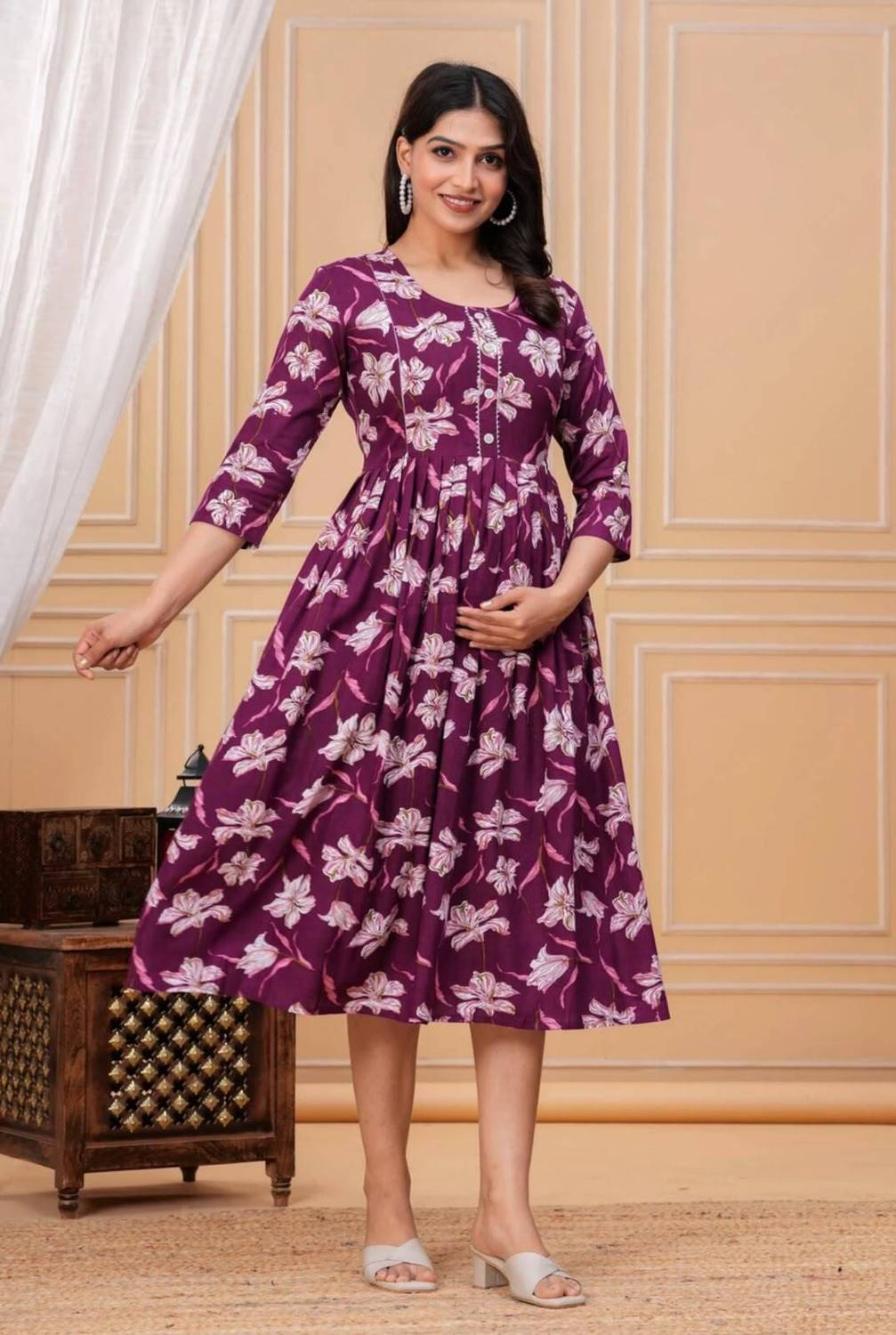 SanayaTextile Women Floral Print Anarkali Kurta