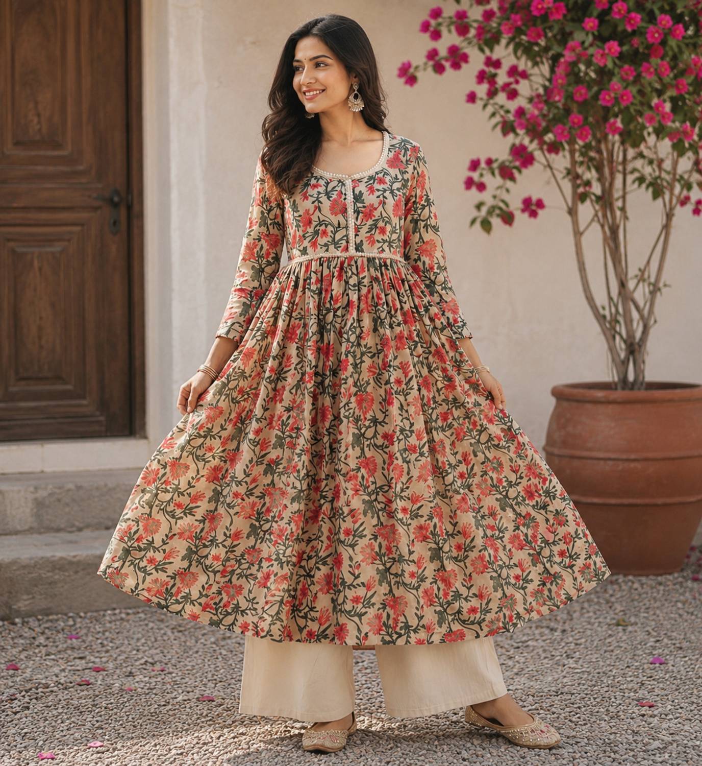 Women Ethnic Top Palazzo Set - Image 5