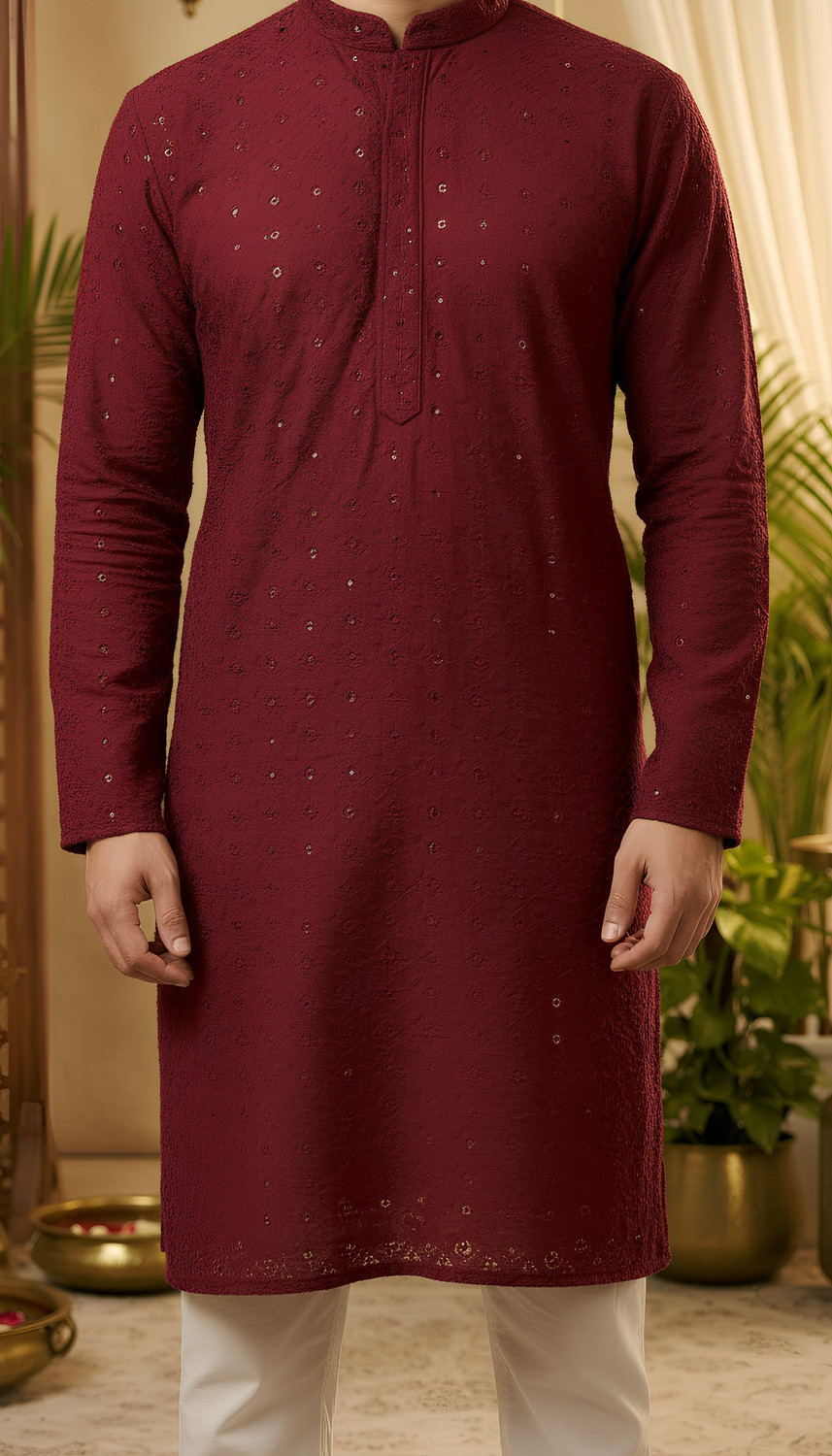 Image of Svatantra Men Embellished Straight Kurta
