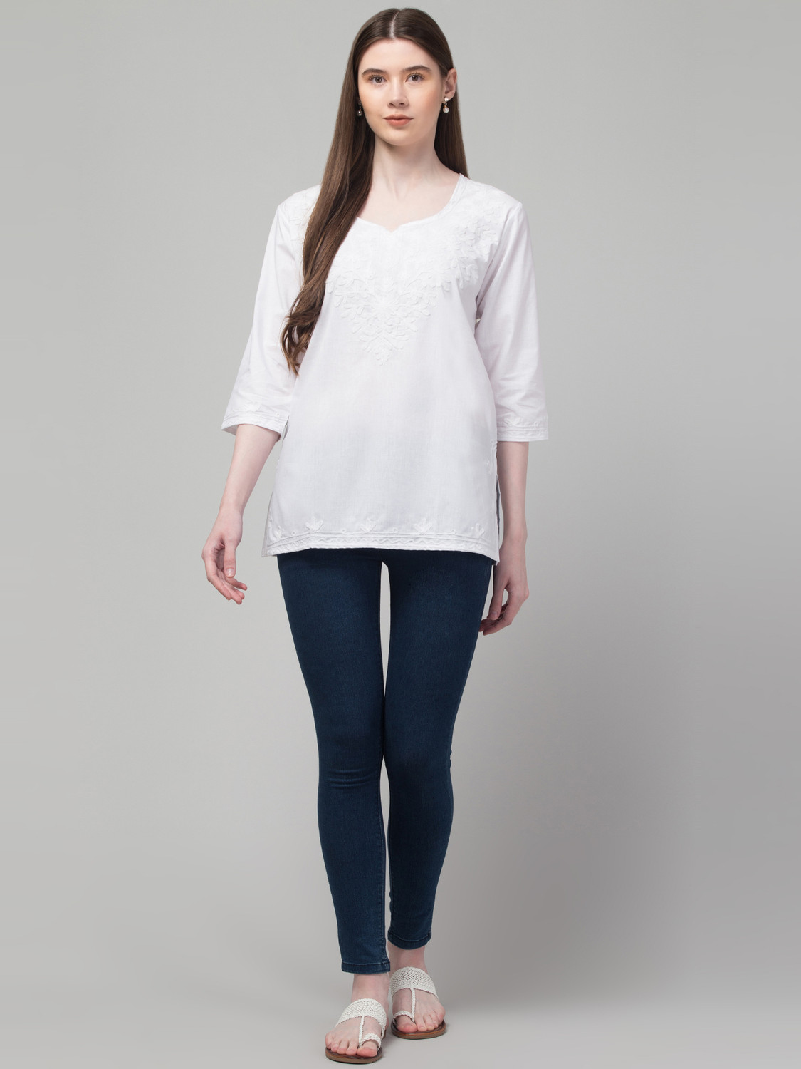 Image of CROWN KING GARMENTS Women Embroidered Straight Kurta
