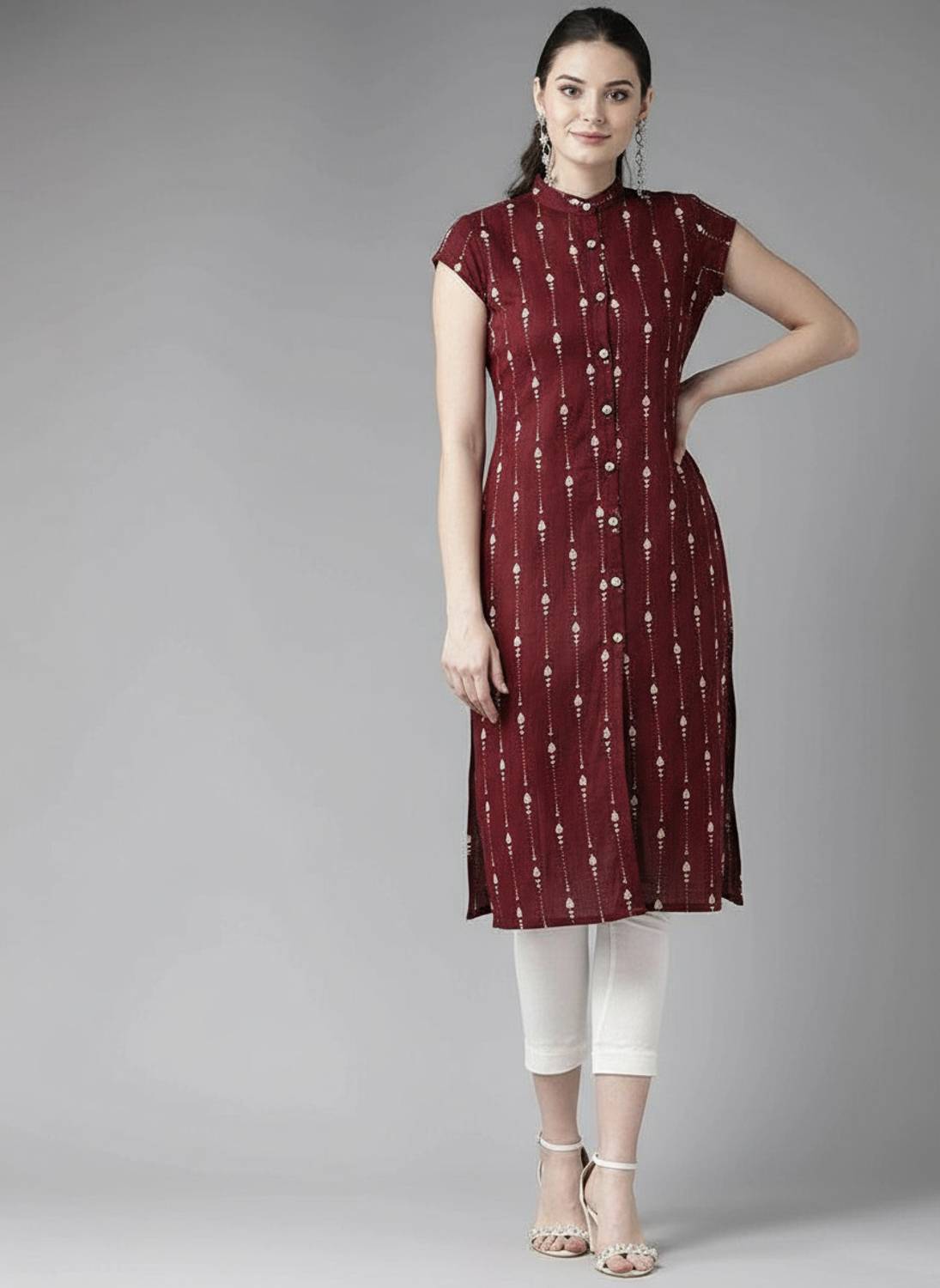 Amudee Fashion Women Printed Cotton Blend Straight Kurta (Pink)