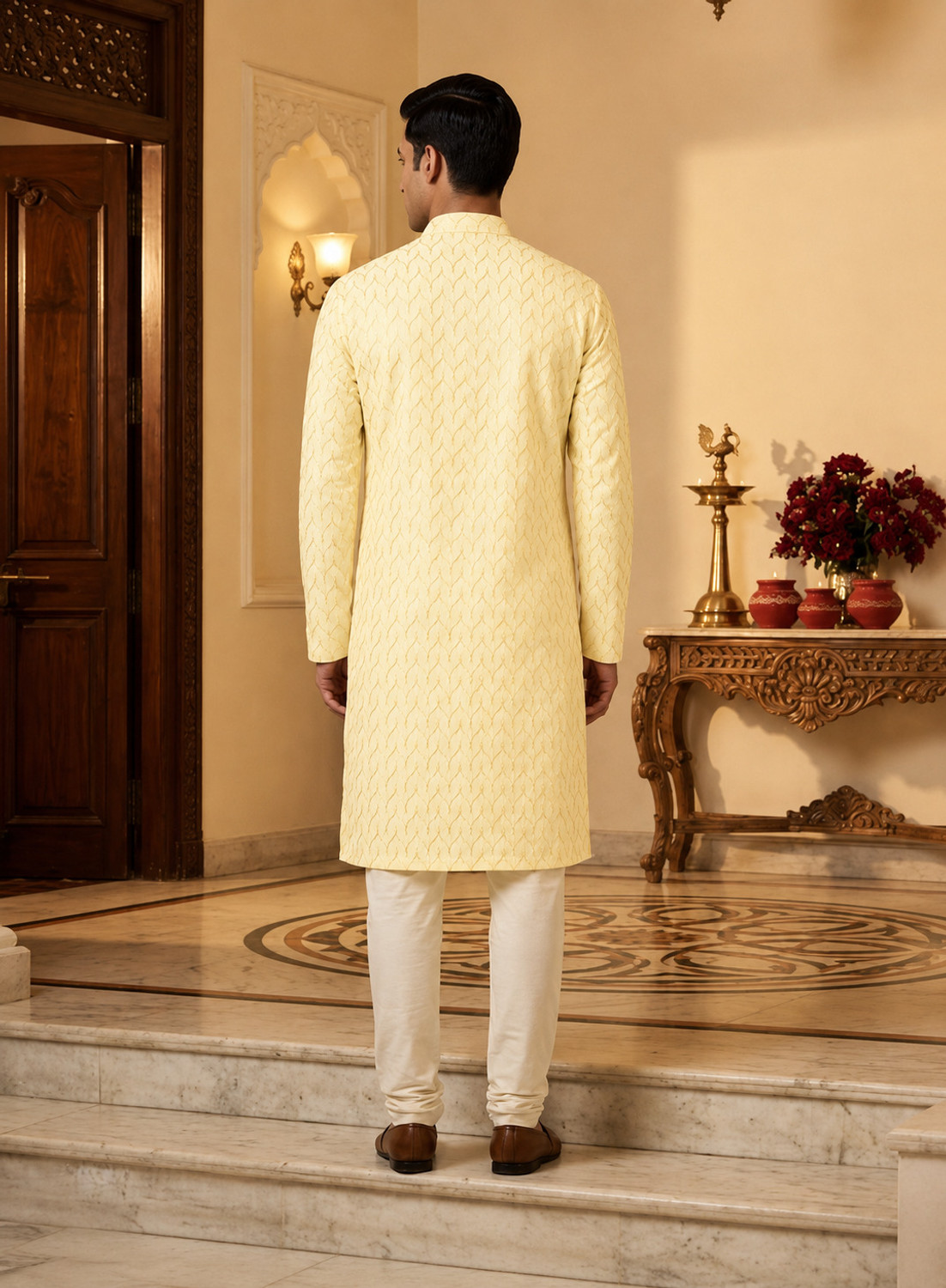 Image of DHASU TRENDZ Men Embroidered Straight Kurta