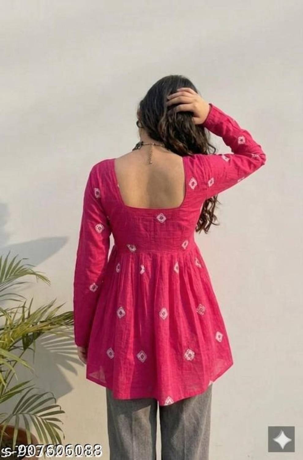 NEW4U Women Pink Printed Flared Kurta - Image 2