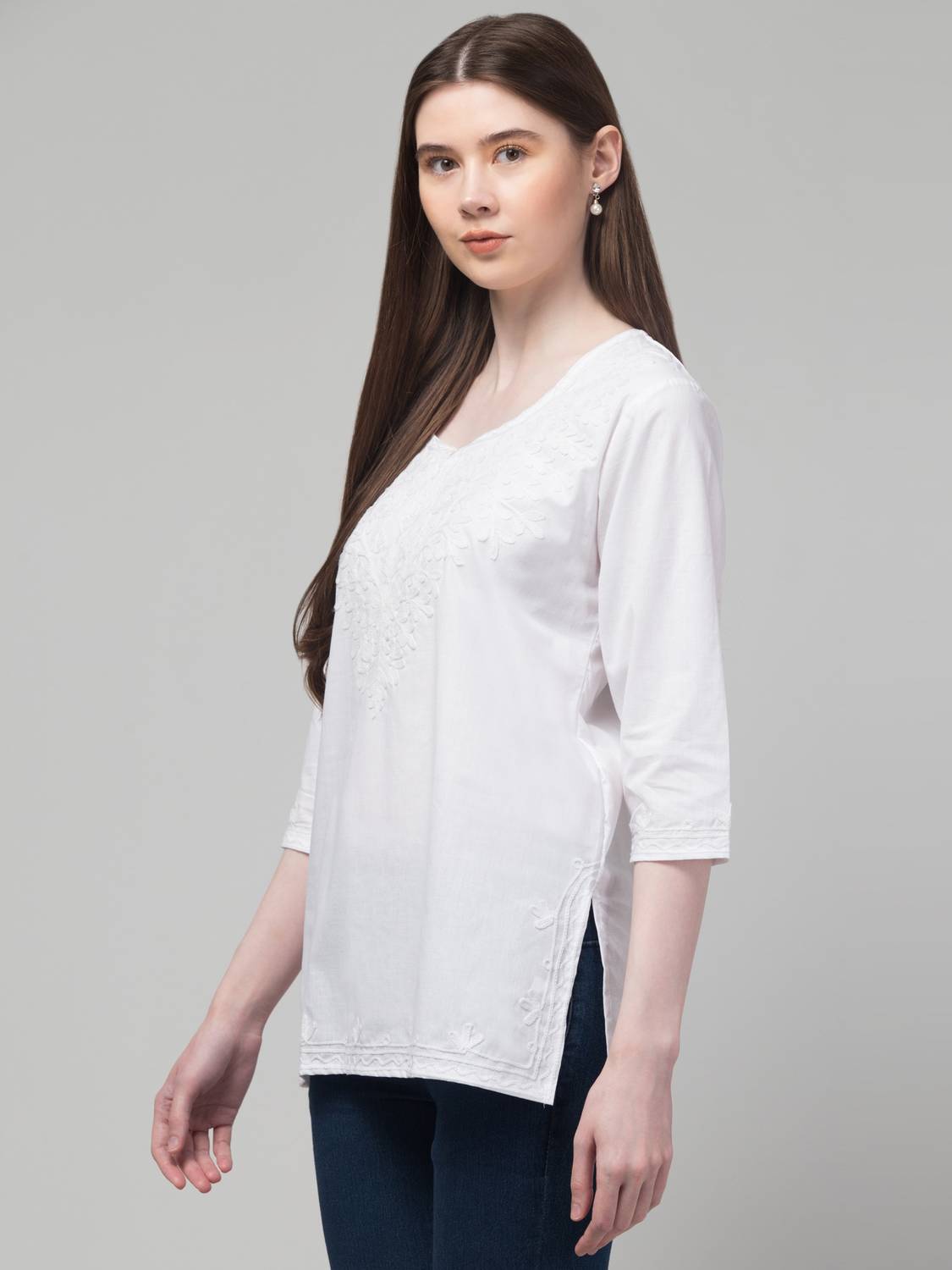 CROWN KING GARMENTS Women Embroidered Pure Cotton Straight Kurta