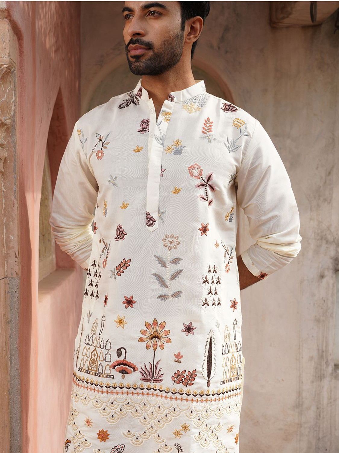 Image of Jompers Men Embroidered Straight Kurta