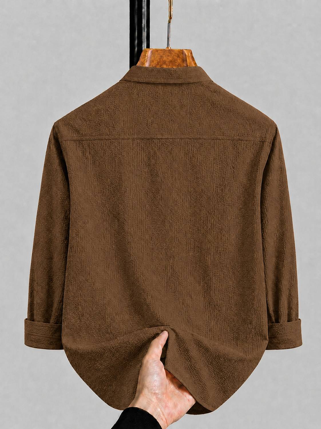 COMBRAIDED Men Brown Self Design Straight Kurta - Image 3