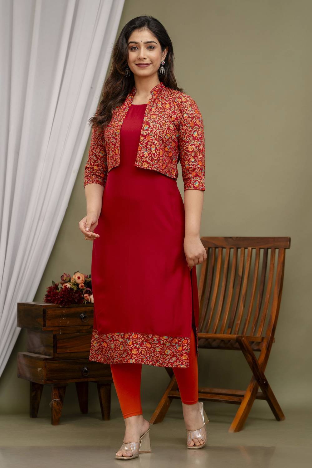Mialo fashion Women Printed Cotton Rayon Straight Kurta (Maroon)