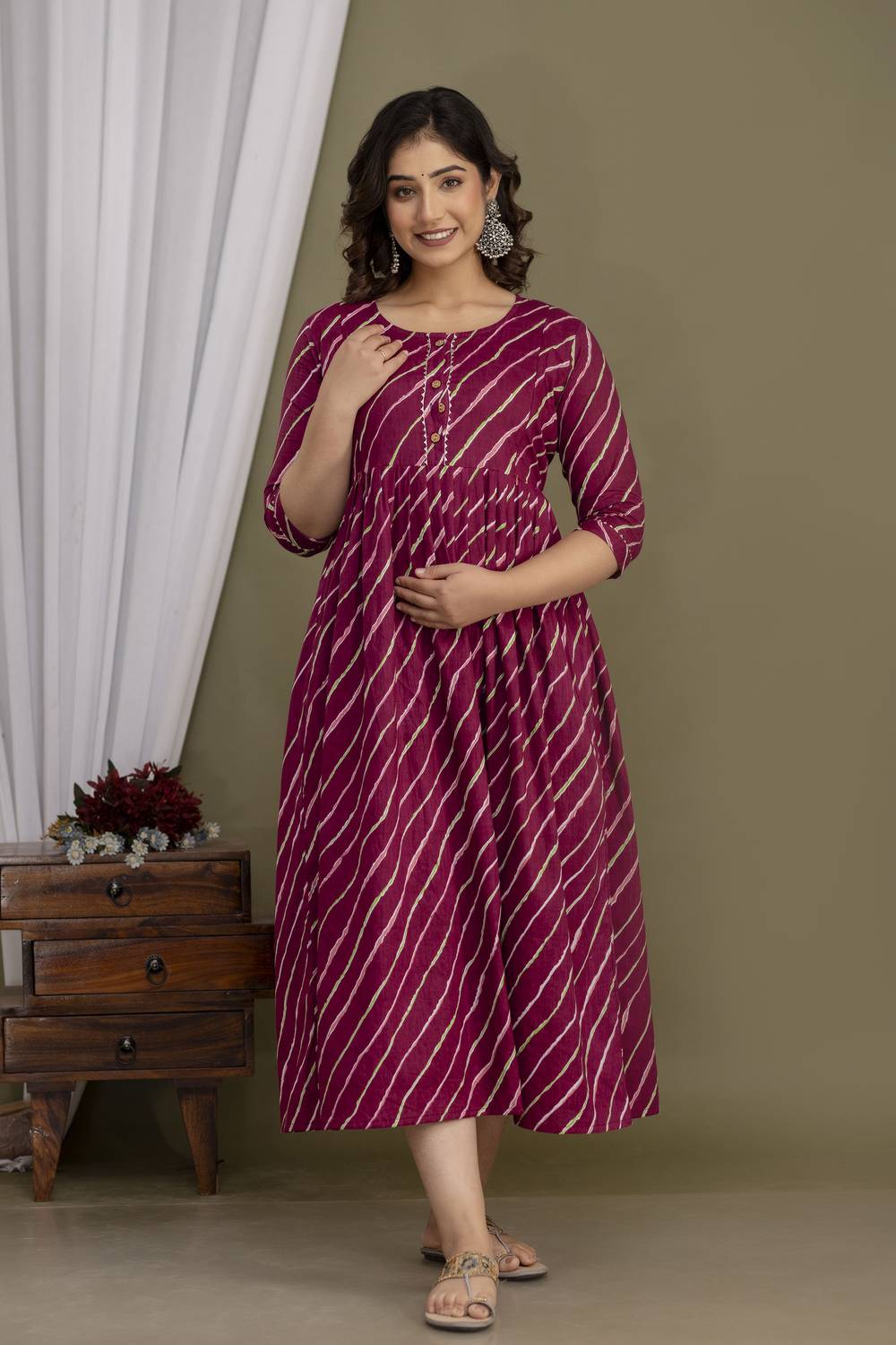 Madfury Women Printed Pure Cotton Anarkali Kurta (Multicolor)