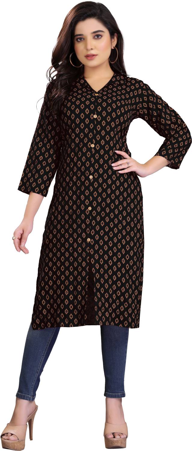 Acort Women Printed Frontslit Kurta