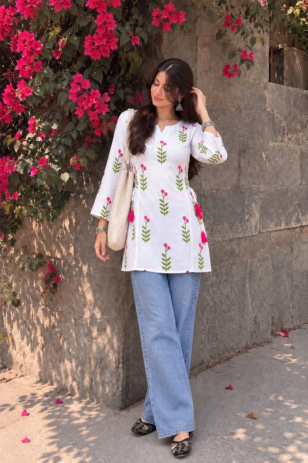 Glowworld Women Floral Print Tunic Kurta - Image 1