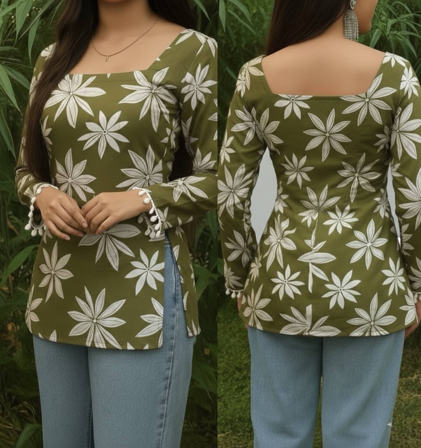 Fabric Fetch Floral Print Straight Kurta - Image 1