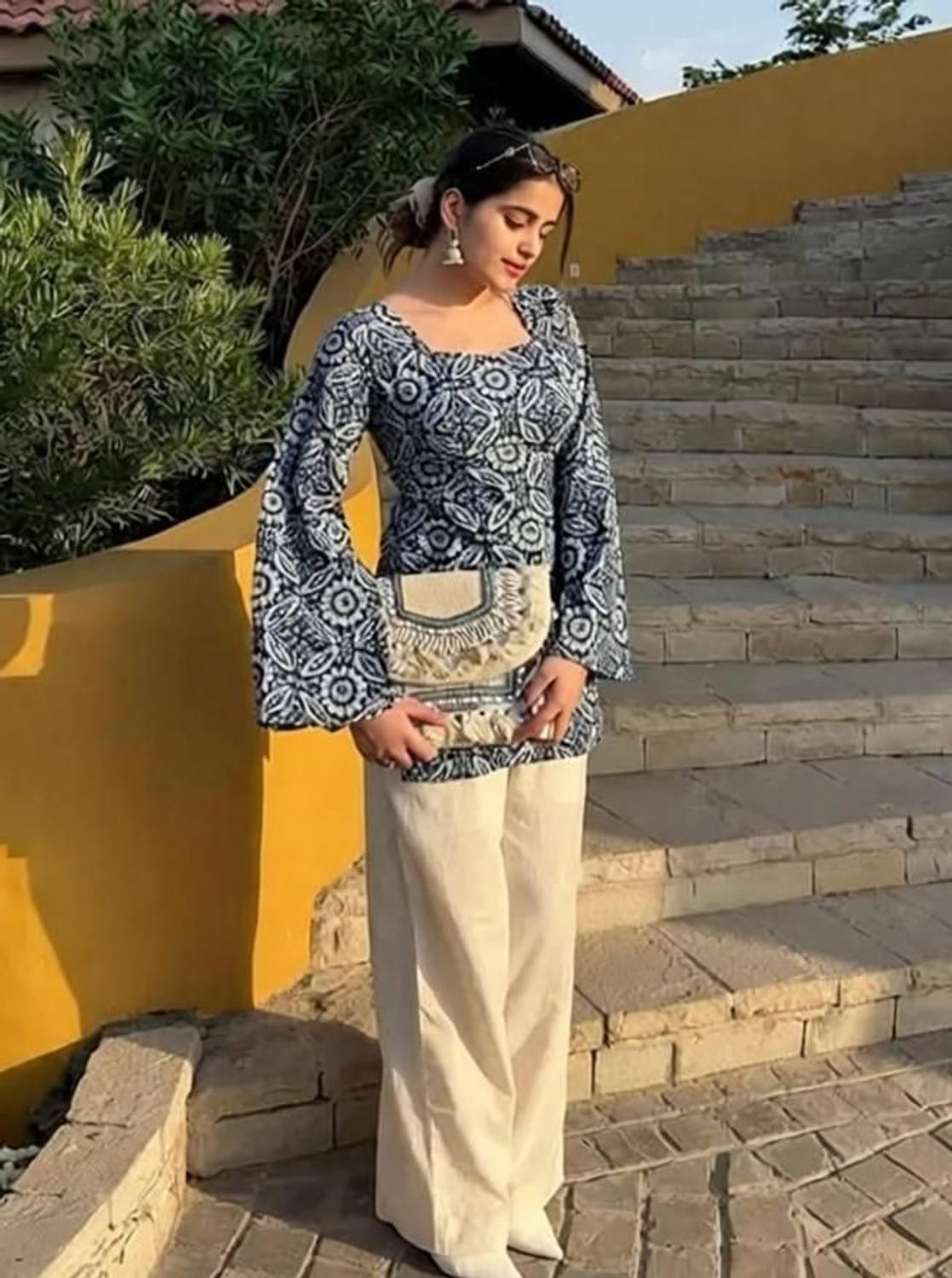 Image of SITAFAB Women Printed, Floral Print, Geometric Print Tunic Kurta