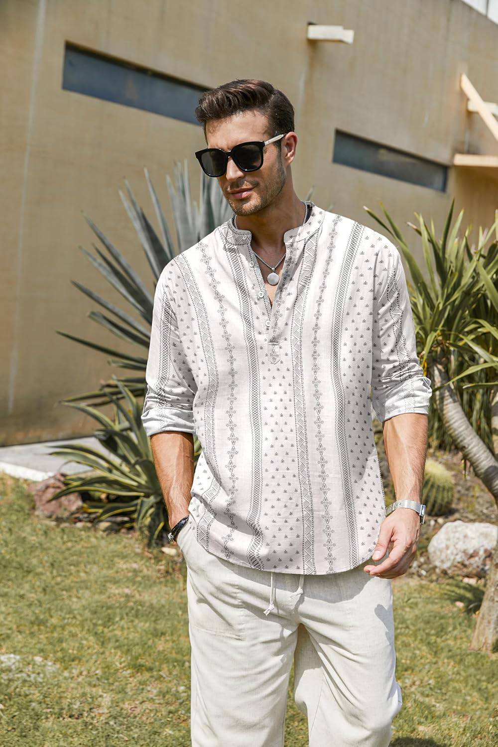 SHOPYCLICK Men White Printed Straight Kurta