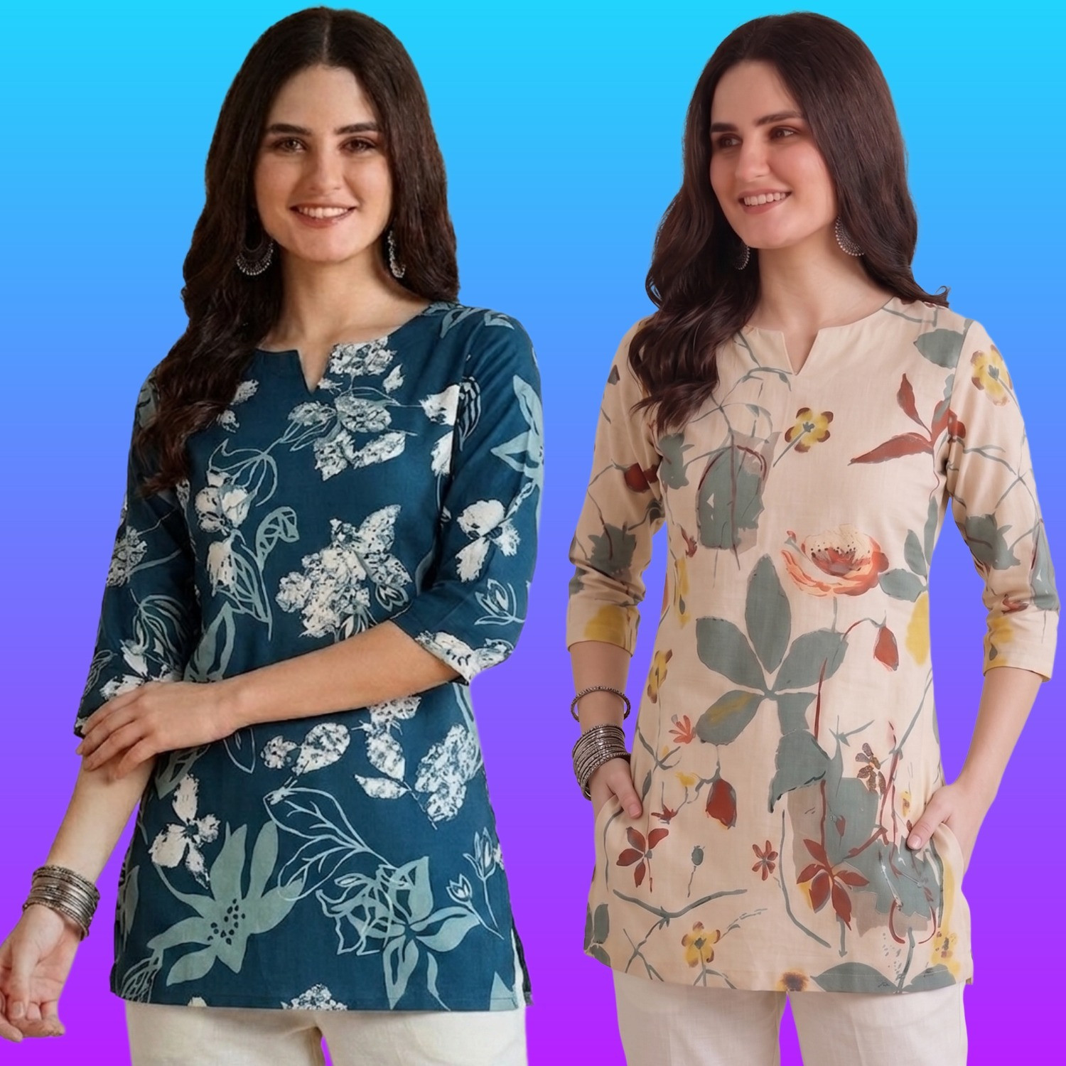 Image of gfashion Women Printed Tunic Kurta