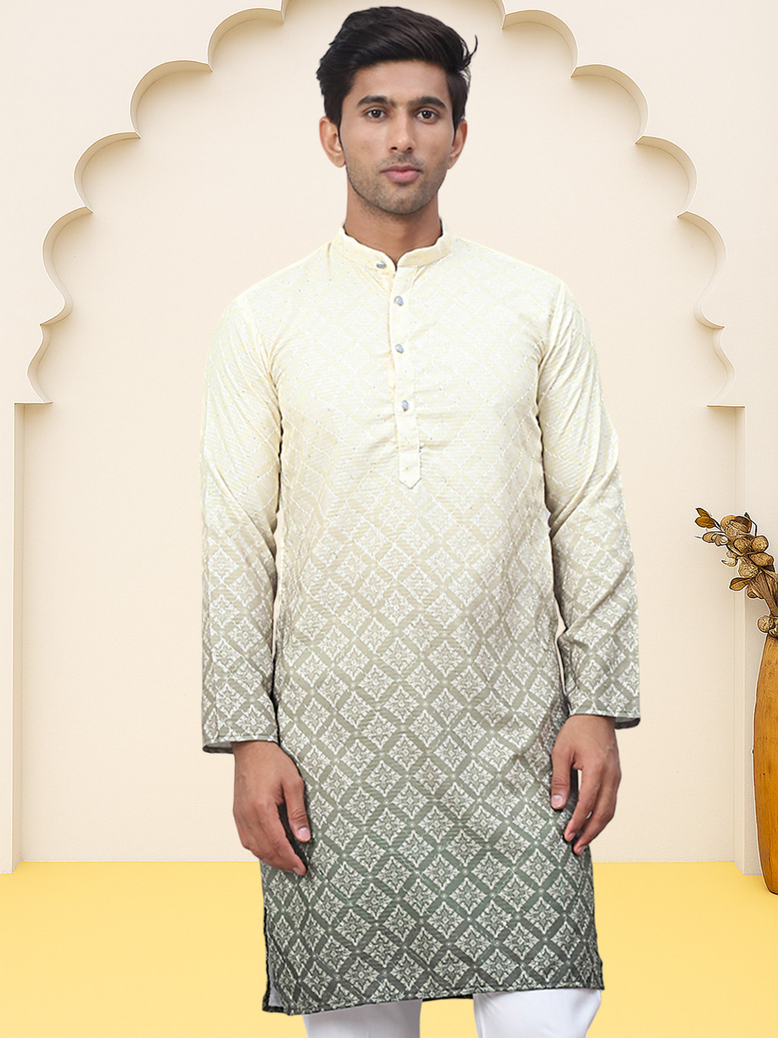 Image of Jompers Men Printed Straight Kurta