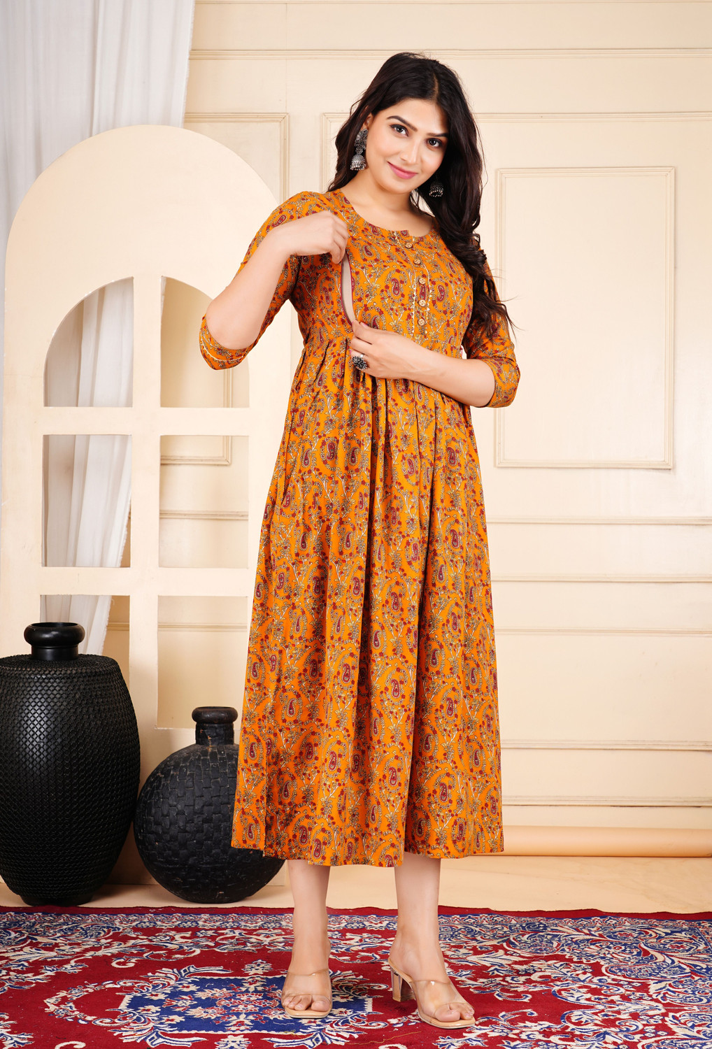 Image of PIROKI Women Printed Anarkali Kurta