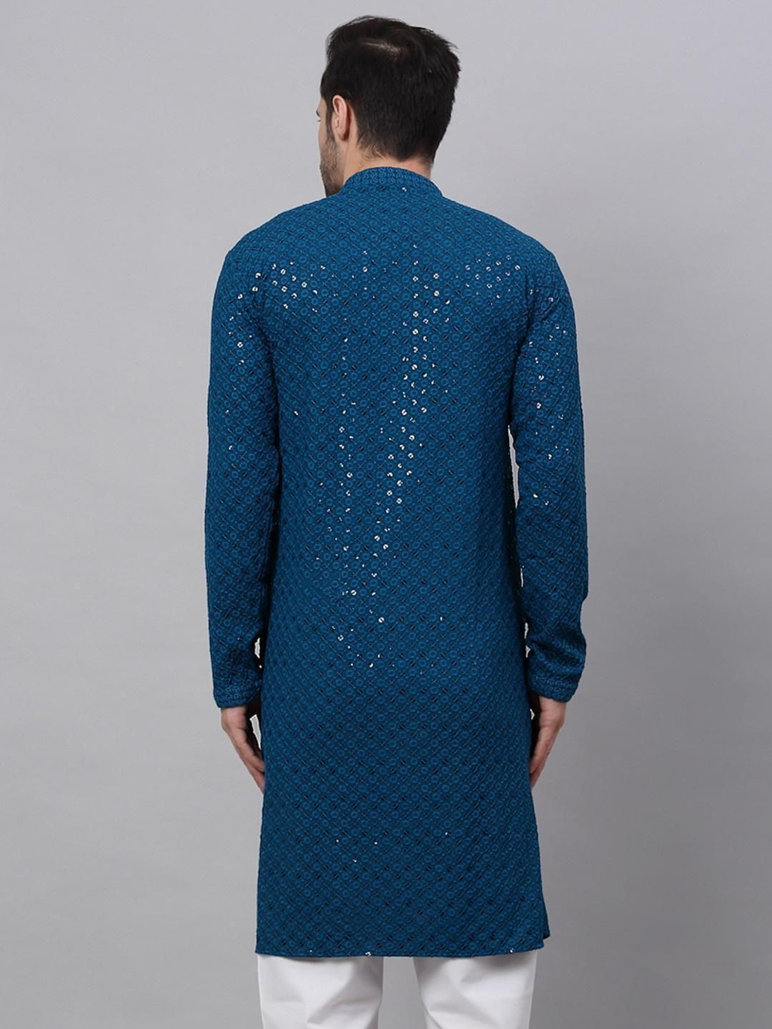 Image of CHIRASVI Men Chikan Embroidery Straight Kurta